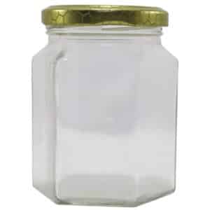 علبة عسل سداسية زجاجية سعة500جرام